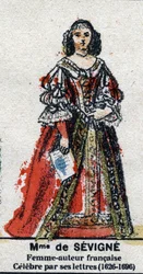 Portret van Marie de Rabutin-Chantal, Markiezin van Sévigné bekend als Madame de Sévigné (1626-1696). In "Galerie van Koningen en Koninginnen van Frankrijk en illustere personages van 1643 tot 1895" Epinal afbeelding.