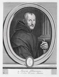 Portret van Marin Mersenne (1588-1648) gegraveerd door Duflos