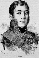 Portret van Mortier, Hertog van Treviso (1768 - 1835), Maarschalk van Frankrijk, gedood tijdens de aanval van Fieschi - in 