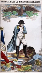 Portret van Napoleon Bonaparte op Sint-Helena. Afbeelding van Epinal