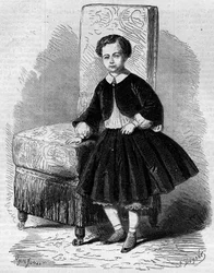 Portret van Napoleon Eugene Louis Jean Joseph Bonaparte (1856-1879), bekend als Prins Imperial, zoon van Napoleon III. Gravure in 