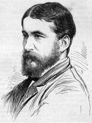 Portret van Norman Lockyer (1836-1920), Engelse astronoom, uitvinder van een methode om zonneprotuberansen te observeren. Gravure in 