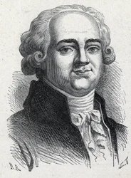 Portret van Pierre Louis Manuel, Frans politicus (1751-1793), afgevaardigde van de Seine in de Nationale Conventie. Gravure uit 1889. Privécollectie.