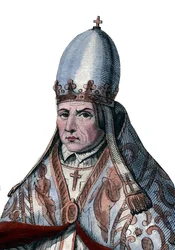 Portret van paus Sylvester II (of Silvester II) (ca. 938-1003)