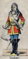 Portret van Vauban Sebastien de Prestre (1633-1707), maarschalk van Frankrijk. Beeld van Epinal uit het einde van de 19e eeuw. Privécollectie