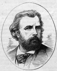 Portret van William Adolphe Bouguereau, Franse schilder. Gravure in 