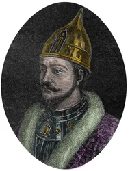 Portret van Jaroslav I de Wijze (Jaroslav Vladimirovitsj) (Jaroslav I) (978-1054), grootvorst van het Kievse Rijk - Portret van Jaroslav de Wijze - Jaroslav I, grootvorst van Roes - uit de ‘Nieuwe Nationale Encyclopedie’ van Maurice La Charest - 1870