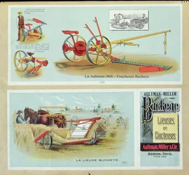 Poster die Aultman-Miller Buckeye Binders en Reapers adverteert, eind 19e eeuw