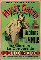 Poster die een concert in het Grevin Museum in Parijs adverteert