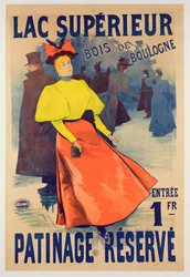 Poster die een schaatsbaan op het Lac supérieur in het Bois de Boulogne adverteert