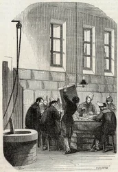 Post: Sorteren van brieven voor departementen en het buitenland - Gravure in 