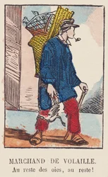 Gevogeltehandelaar. Naar de rest van de ganzen, naar de rest!, rond 1819 (print)