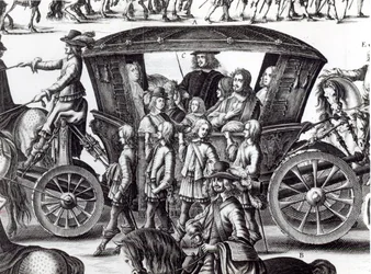 Processie van de intocht van de jonge koning Lodewijk XIV als kind in de stad Parijs op 18 augustus 1649 (detail)