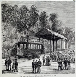 Vooruitgang in transport: de elektrische tram tentoongesteld in 1881