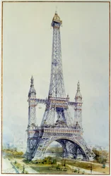 Project om de Eiffeltoren te wijzigen voor de tentoonstelling van 1900
