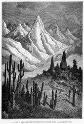 Imaginair landschap van Venus - in "De landen van de hemel" door Camille Flammarion, ed. Marpon & Flammarion, Parijs