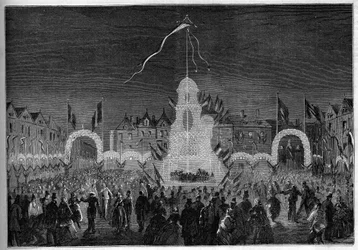 Openbare feestverlichting en dansen voor het feest van 15 augustus. Abbeville, Somme (80)