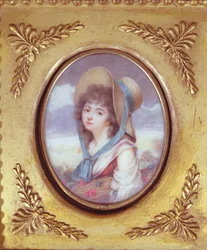 Pulcherie de Valence met een schoven tarwe, klaprozen en korenbloemen, ca. 1783