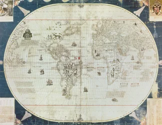 Rc C 2487 Wereldkaart, ontworpen door Sebastien Cabot (c.1476-1557), 1544