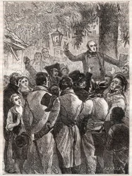 Lezing van het pamflet door Louis Marie de Lahaye de Cormenin in 1838