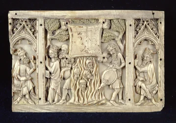 Reliëf dat scènes uit het leven van St. Catharina van Alexandrië toont, c.1370-80