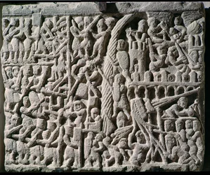 Reliëf van het Beleg van Carcassonne door Simon de Montfort in 1209