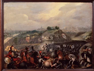 Religieuze oorlogen: koning Hendrik IV bij de Slag bij Ivry op 14/03/1590