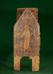 Reliekschrijn van St. Calminius, detail van St. Petrus met de sleutels, Limoges