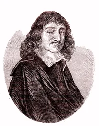 Rene Descartes, Franse natuurkundige, wiskundige, filosoof. 1865 (gravure)