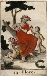 Voorstelling van Flora, godin van de bloemen en het voorjaar. Uit 