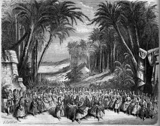 Voorstelling van een opera: Scenografie van Act II van 