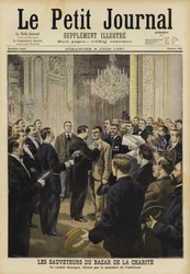 Redders van de brand in de Bazar de la Charité, Parijs, 1897