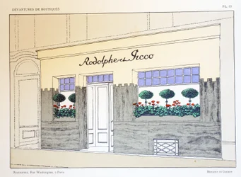 Restaurant, plaat 13, illustratie uit Devantures de Boutiques door Louis-Pierre Sezille, Parijs, 1927