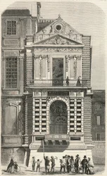 Restauratie van de ramen bekend als Charles IX in het Louvre in de 19e eeuw - Gravure in 