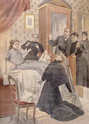 Wederopstanding van een jong meisje van haar sterfbed, illustratie uit Le Petit Journal, 1902