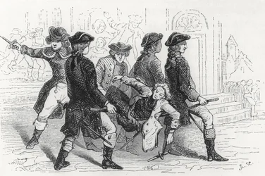 Opstand in Rennes, gewonde heer, illustratie uit Bretagne et Vendée, Histoire de la Révolution dans l
