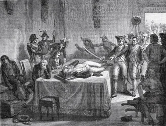 Robespierre Wacht op Executie nadat hij zichzelf in de Kaak heeft Geschoten in 1794