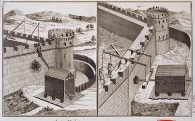 Romeinse stormrammen, uit de Encyclopedie des Sciences et Metiers door Denis Diderot (1713-84), gepubliceerd c.1770