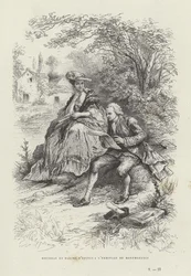 Rousseau en Madame DEpinay bij de Hermitage van Montmorency