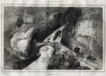 Route du Simplon - Gravure uit 