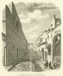 Riddersstraat in Rhodos (gravure)