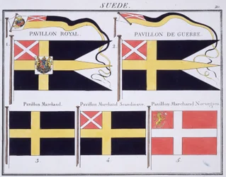 Scandinavische vlaggen, uit een Frans vlaggenboek, c.1819