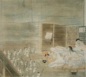 Scène van delirium, kopie van een 12e-eeuwse kakemono toegeschreven aan Mitsunaga Fujiwara, uit The Kokka, april 1904