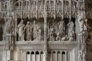 Scène van het koor van de kathedraal van Chartres: transfiguratie, Jezus en de Kanaänitische vrouw