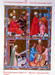 Scènes uit het leven van Sint Blasius, facsimile van een 15e-eeuws manuscript van de Legendaire des Anjou-Hongrie, school van Bologna