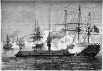 Secessieoorlog (1861-1865) of Amerikaanse Burgeroorlog - Zeeslag bij Newport News (Virginia) - 8-9 maart