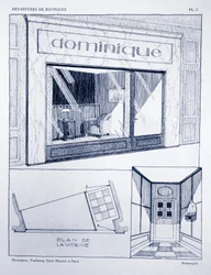 Winkelpui, plaat 2, illustratie uit Devantures de Boutiques door Louis-Pierre Sezille, Parijs, 1927