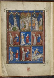 Sloane MS 1977 fol.5v Negen miniaturen met bijbelse en medische scènes, Chirurgia