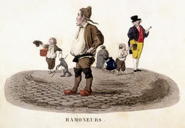 Kleine schoorstenen schreeuwen in de straten - gravure