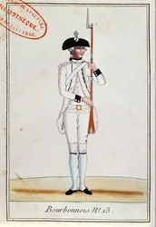 Soldaat van het Regiment de Bourbonnois, ca. 1780